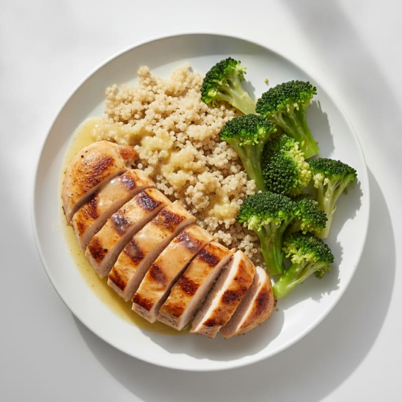 Grilled Chicken Breast with Quinoa and Steamed Broccoli