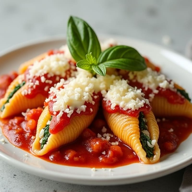 Creamy Spinach Ricotta Stuffed Pasta Shells