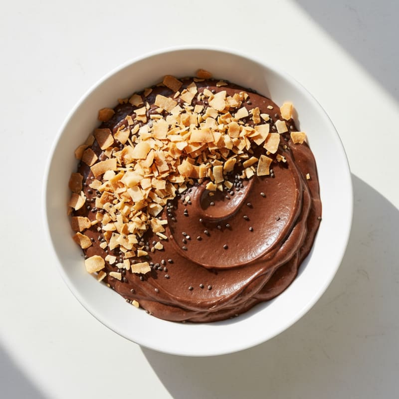 Silky Chocolate Protein Pudding with Toasted Coconut