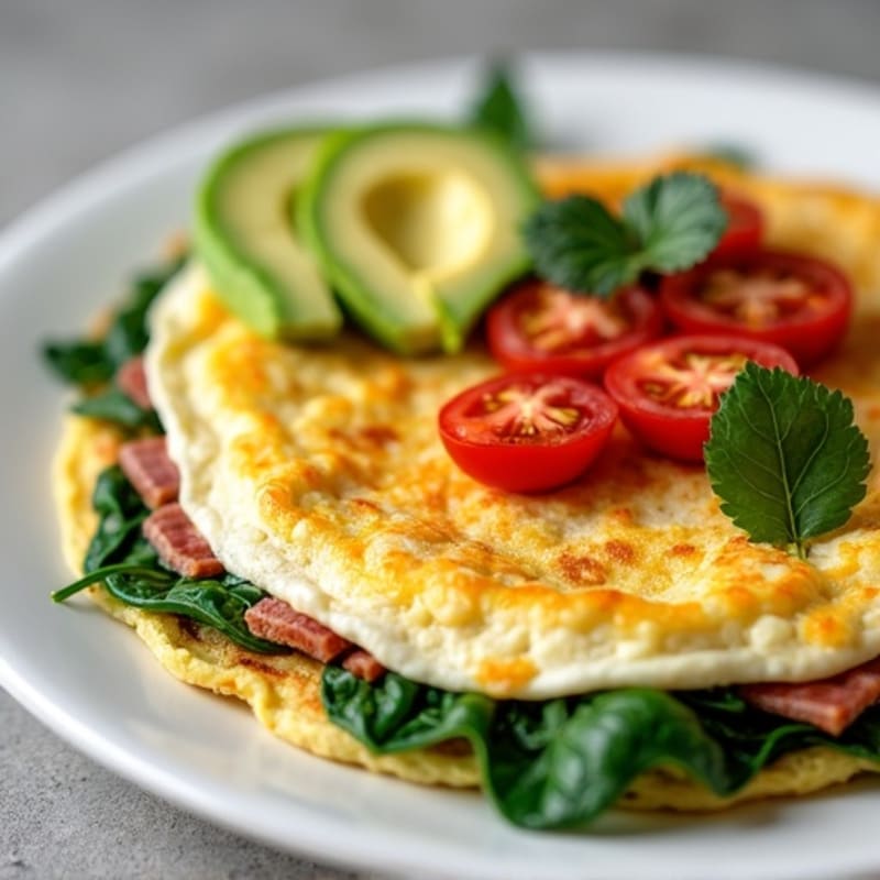 Egg White Omelette with Spinach and Turkey Bacon