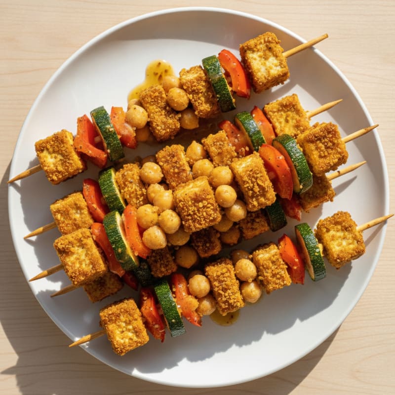 Spiced Chickpea and Vegetable Skewers