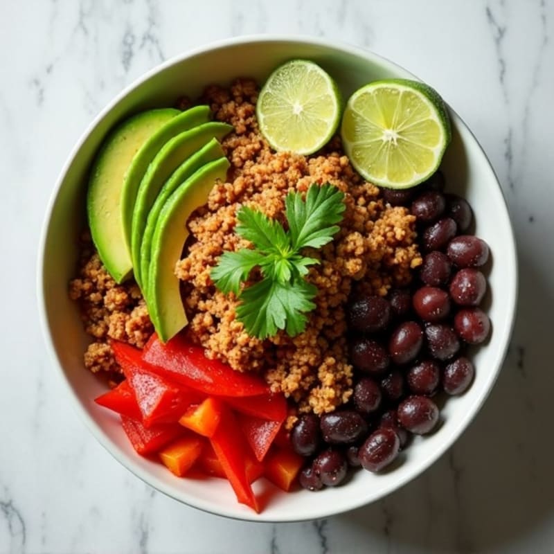 Chili-Lime Ground Turkey Bowl with Black Beans and Fresh Avocado
