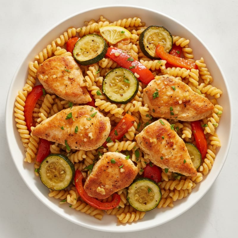 Garlic Herb Pasta with Roasted Vegetables