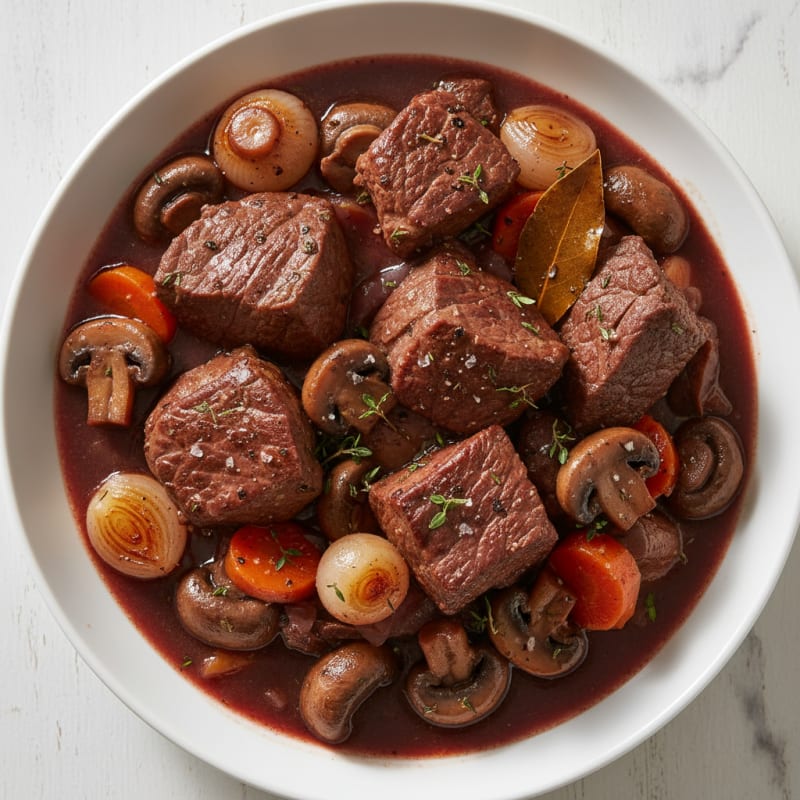 Classic Beef Bourguignon with Mushrooms