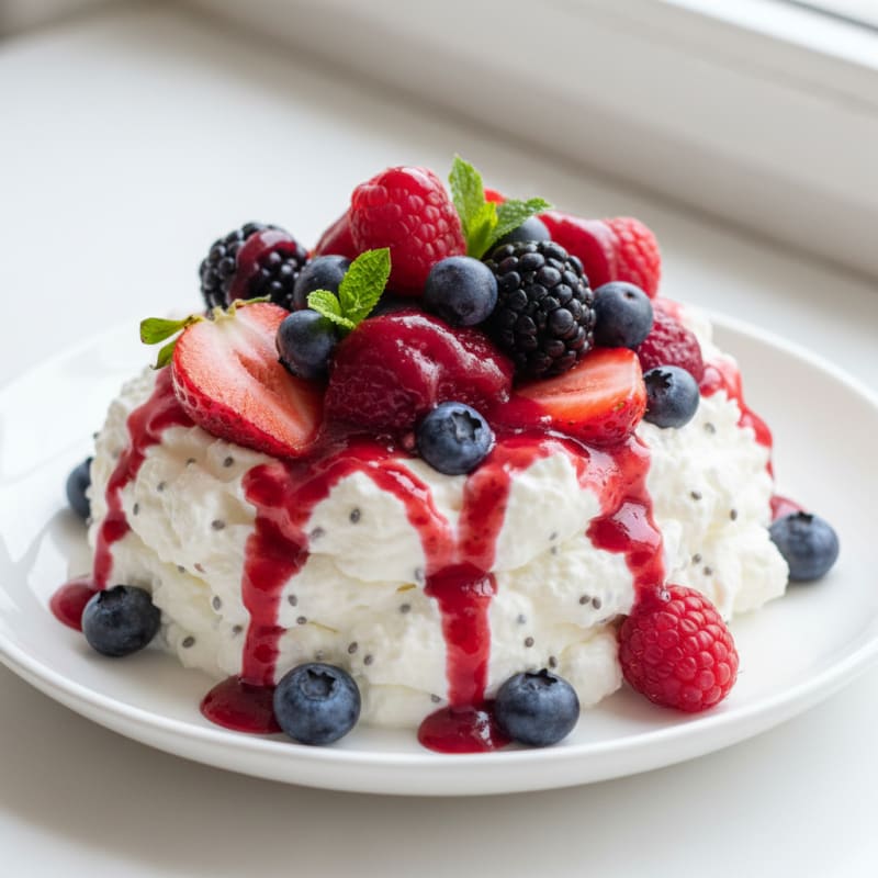 Greek Yogurt Protein Mousse with Mixed Berries
