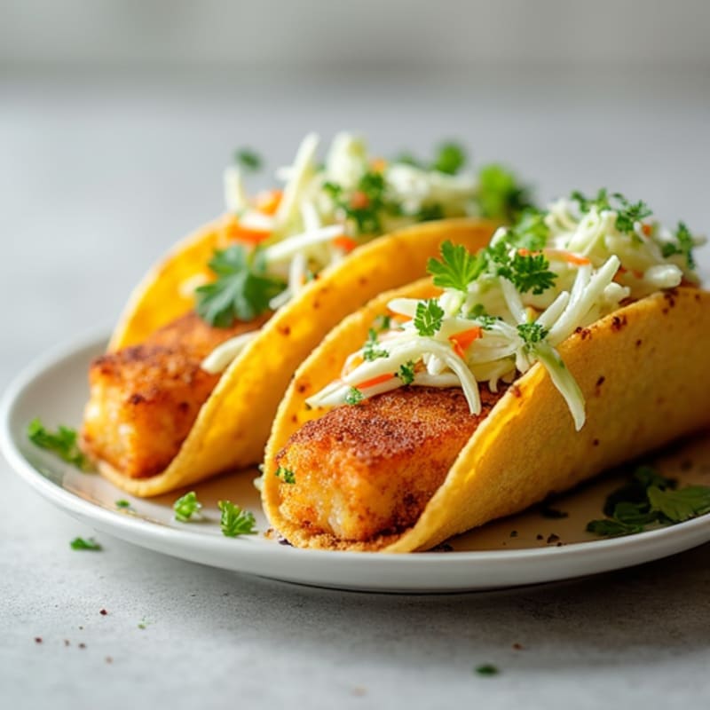 Crispy Baked Cod Fish Tacos with Lime Slaw