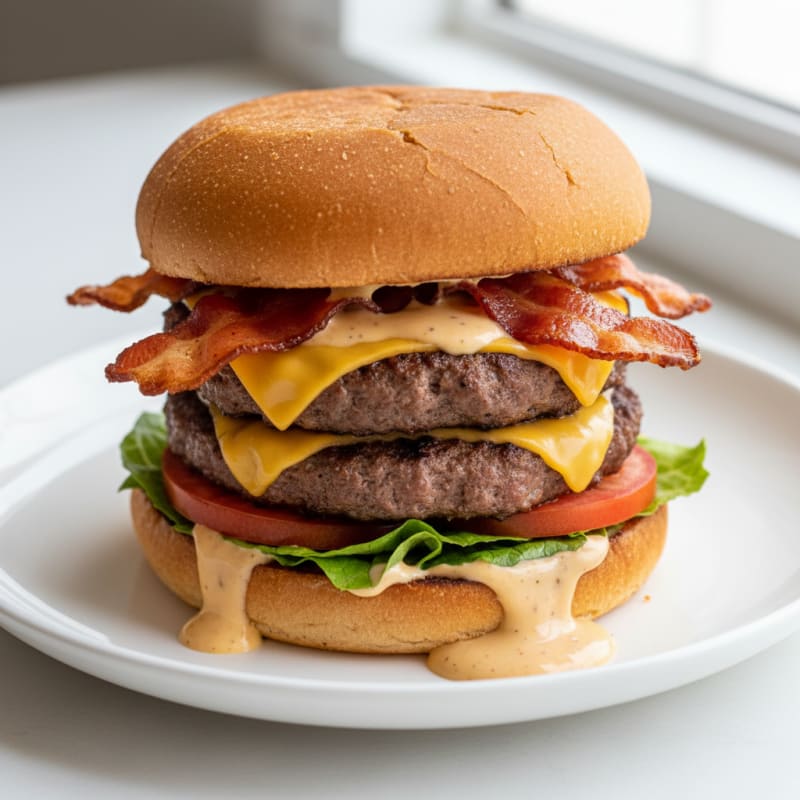 Double Bacon Cheeseburger with Secret Sauce