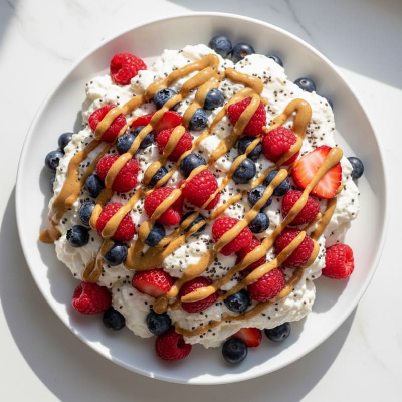 Greek Yogurt Protein Mousse with Mixed Berries