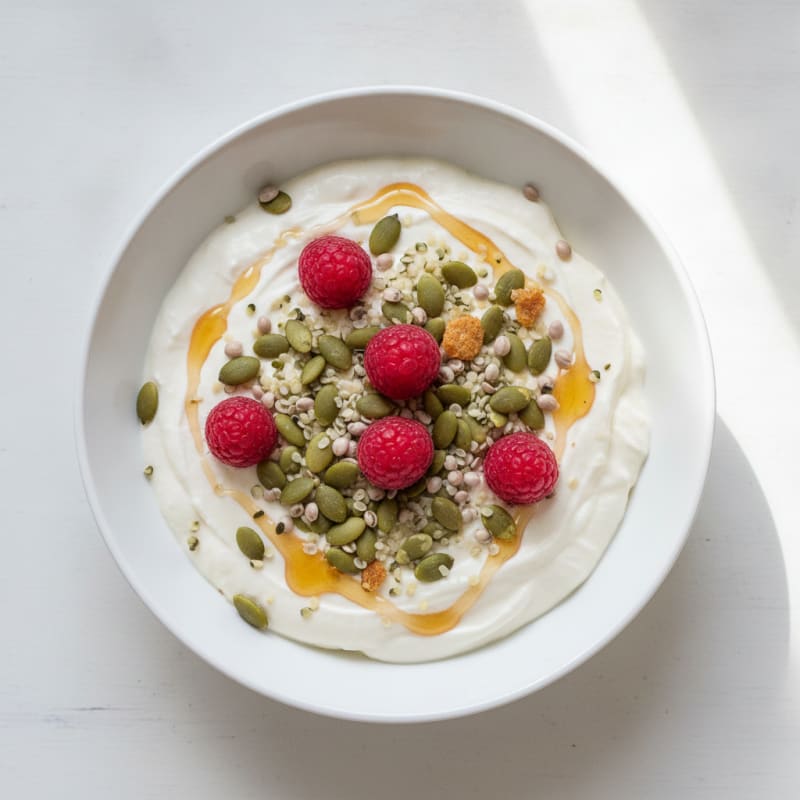 Silky Greek Yogurt Protein Mousse with Mixed Seeds