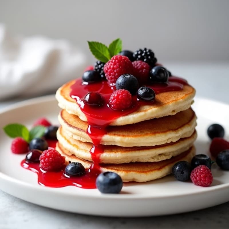 Fluffy Protein Pancakes with Berry Compote