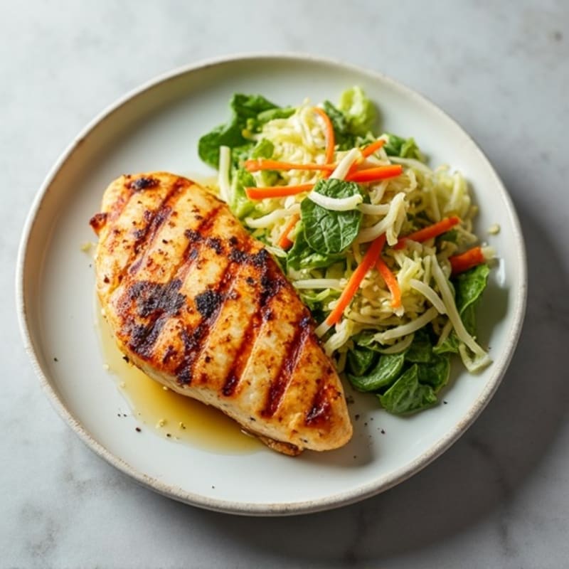 Grilled Chicken Breast with Crunchy Cabbage Slaw