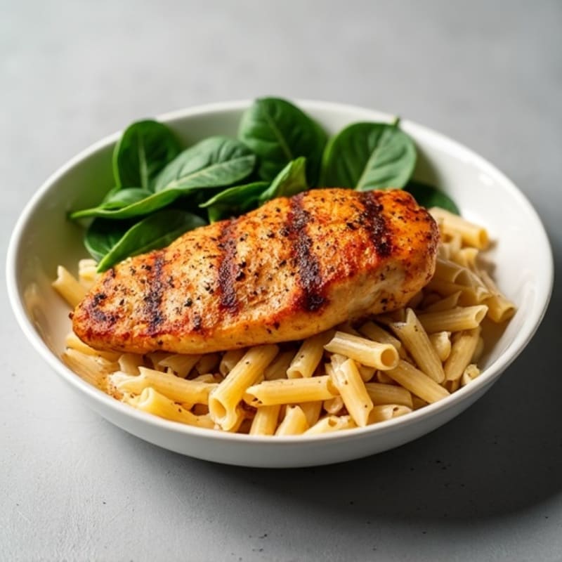 Spicy Herb-Seasoned Chicken with Creamy Whole Wheat Pasta