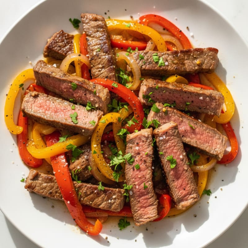 Pan-Seared Steak with Bell Peppers