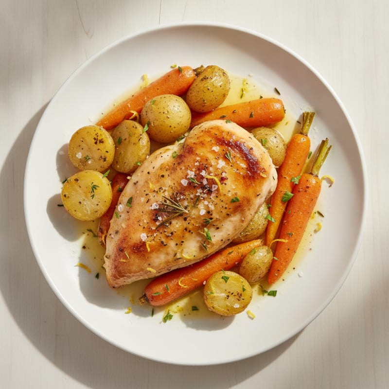 Lemon Herb Roasted Chicken with Root Vegetables