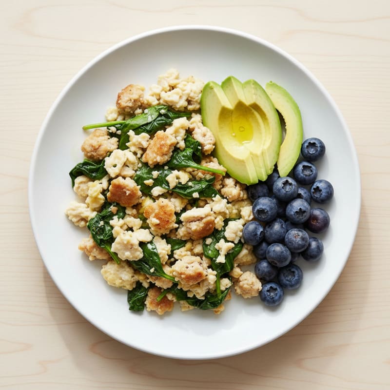 Egg White and Turkey Sausage Scramble with Spinach