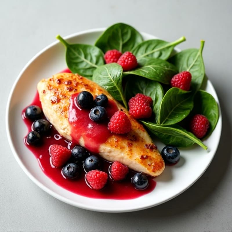 Fresh Berry-Glazed Chicken with Spinach