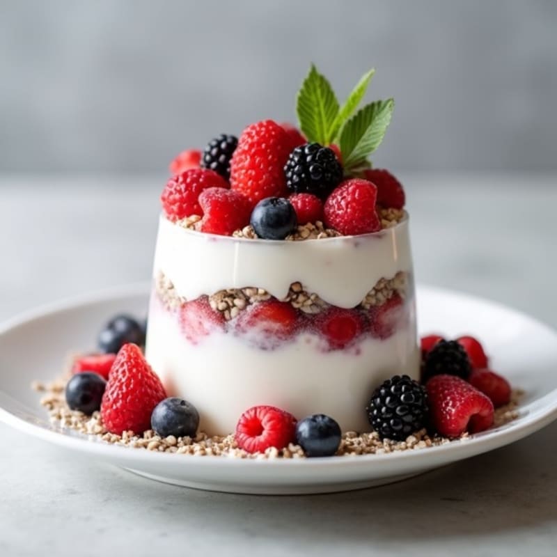 Silky Greek Yogurt Protein Mousse with Mixed Berries