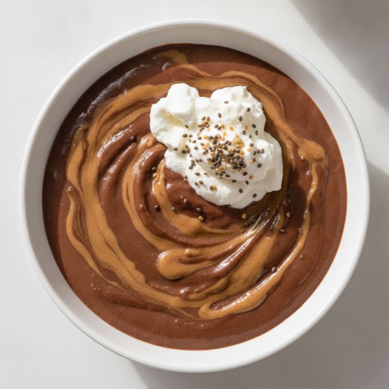 Silky Chocolate Protein Pudding with Almond Butter Swirl