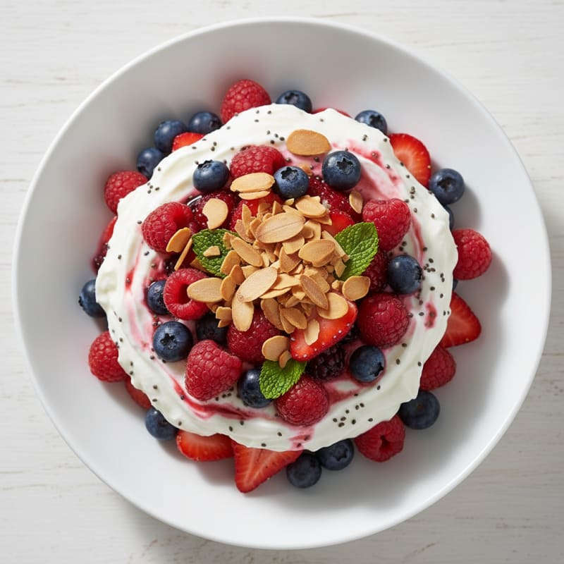 Greek Yogurt Protein Parfait with Mixed Berries