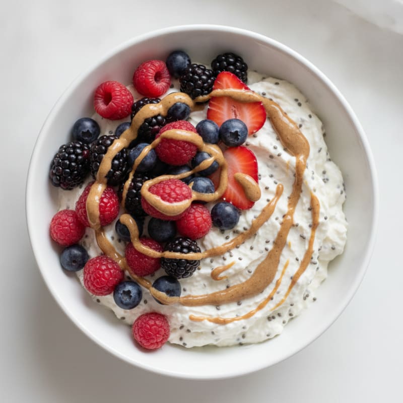 Greek Yogurt Protein Pudding with Mixed Berries