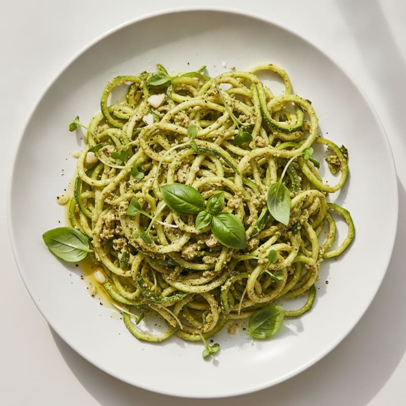Vibrant Raw Vegan Zucchini Noodles with Pesto