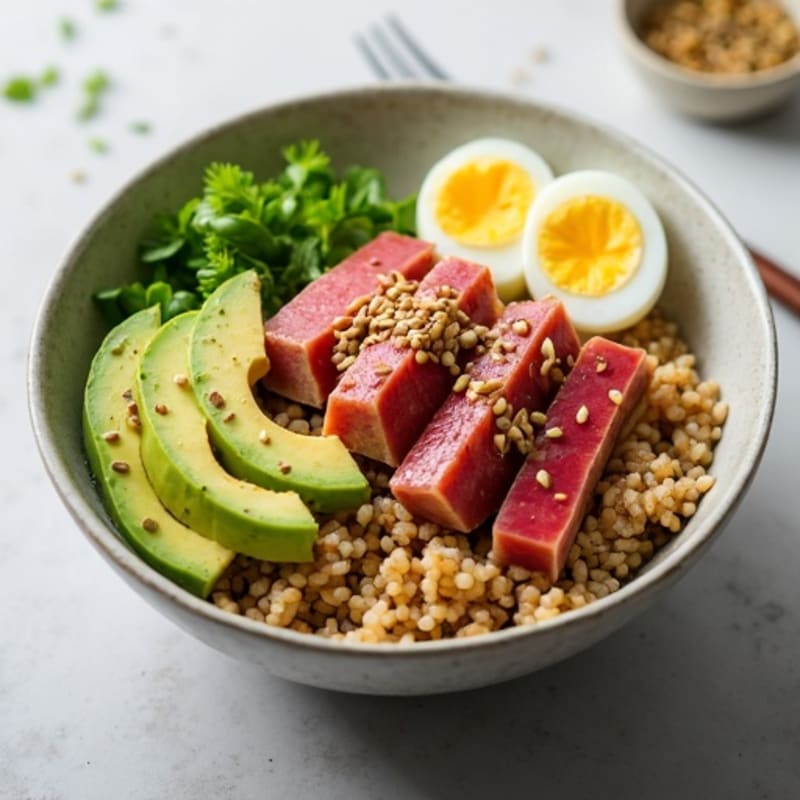 Sesame Tuna Rice Bowl with Creamy Avocado