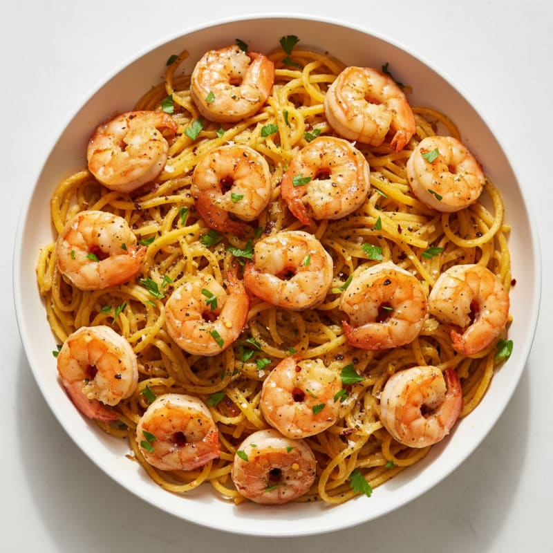 Garlic Shrimp with Roasted Spaghetti Squash