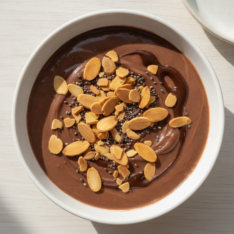 Silky Chocolate Protein Pudding with Toasted Almonds