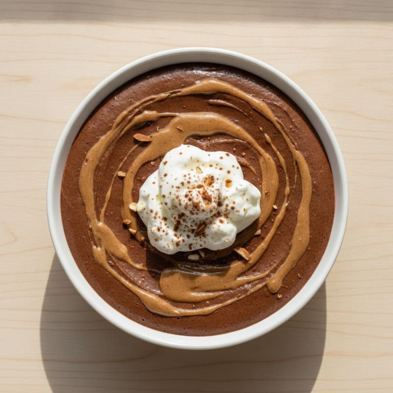 Silky Chocolate Protein Pudding with Almond Butter Swirl