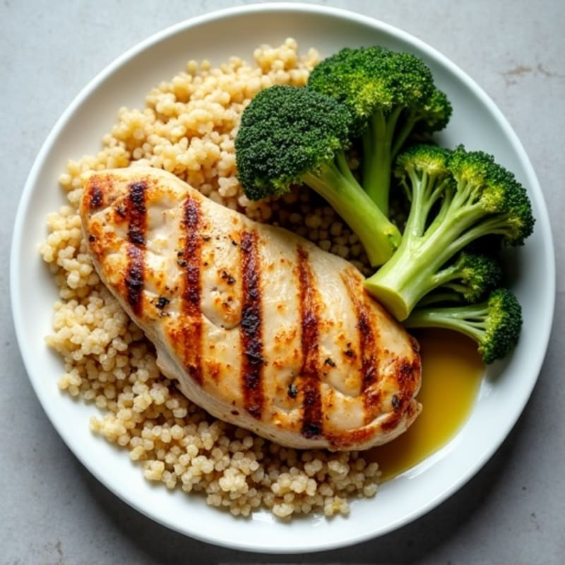 Grilled Chicken Breast with Roasted Broccoli and Quinoa