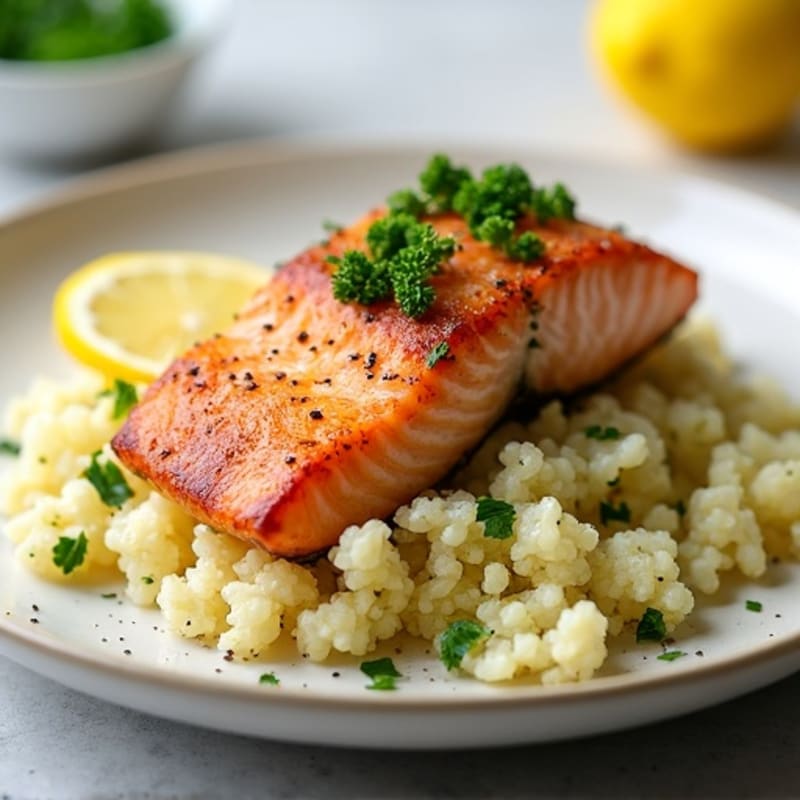 Seared Salmon with Lemon-Herb Cauliflower Rice