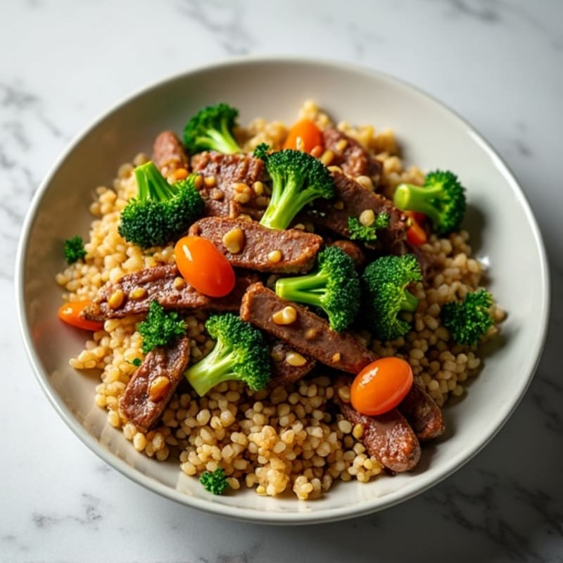 Crispy Beef and Broccoli Stir-Fry with Brown Rice