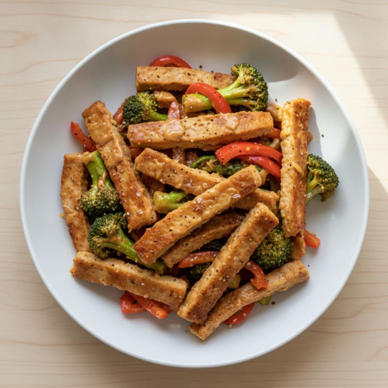 Seitan Stir-Fry with Creamy Peanut Sauce