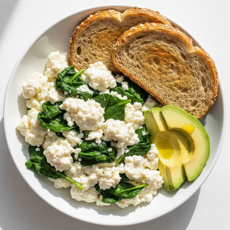Egg White and Cottage Cheese Scramble with Spinach