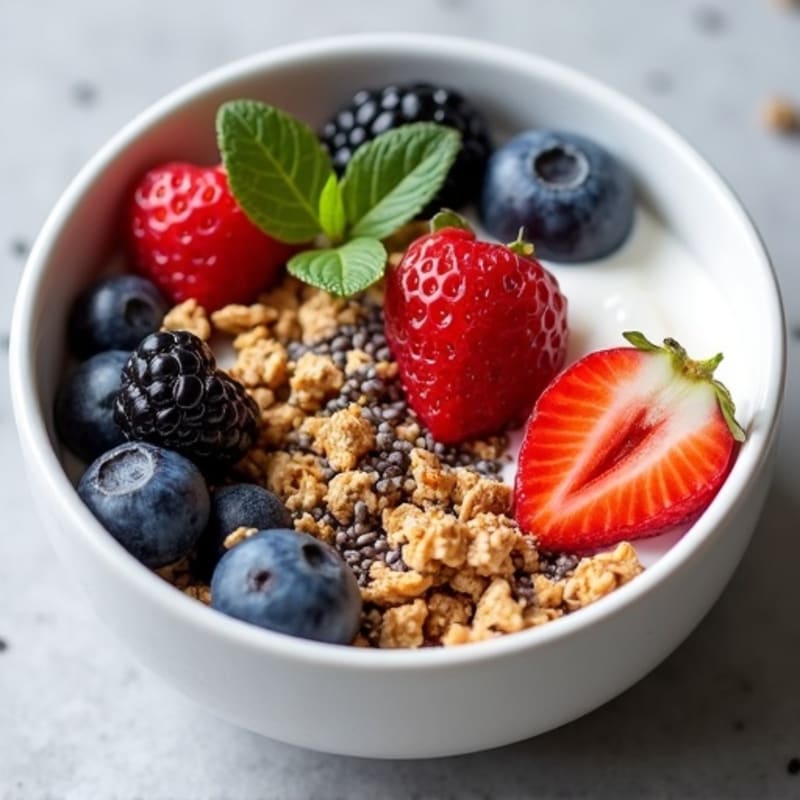 Creamy Greek Yogurt Bowl with Mixed Berries and Chia Seeds