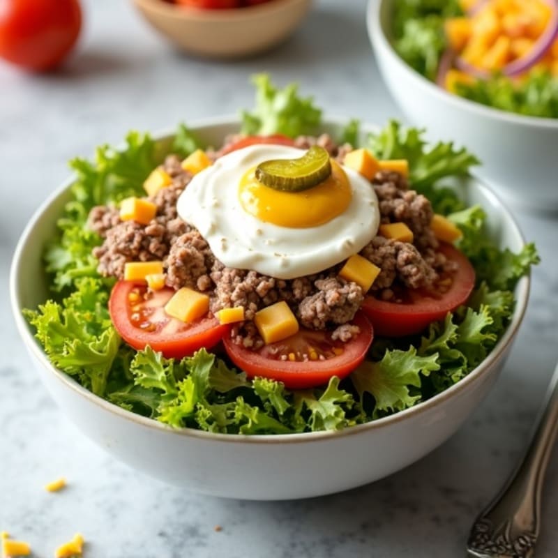 Lean Ground Beef Cheeseburger Bowl with Tangy Special Sauce