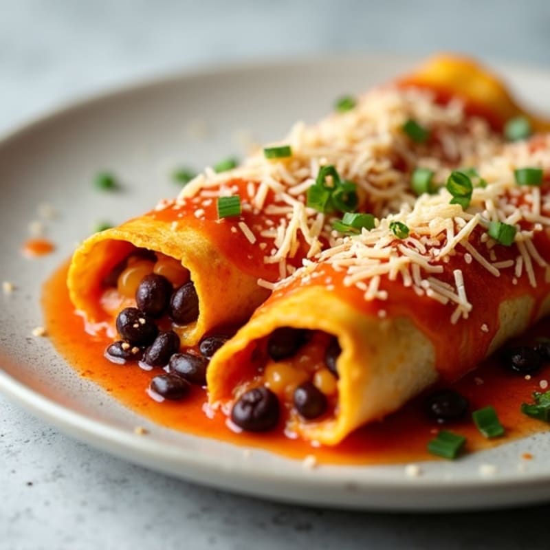 Lean Chicken and Black Bean Enchiladas with Zesty Tomato Sauce
