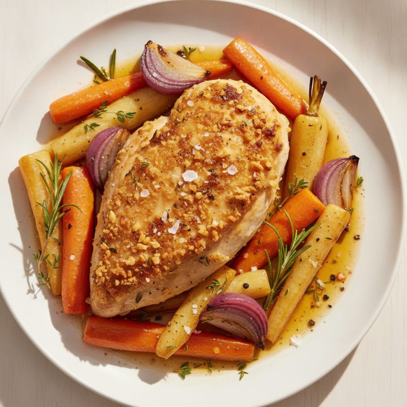 Garlic Herb Roasted Chicken with Root Vegetables