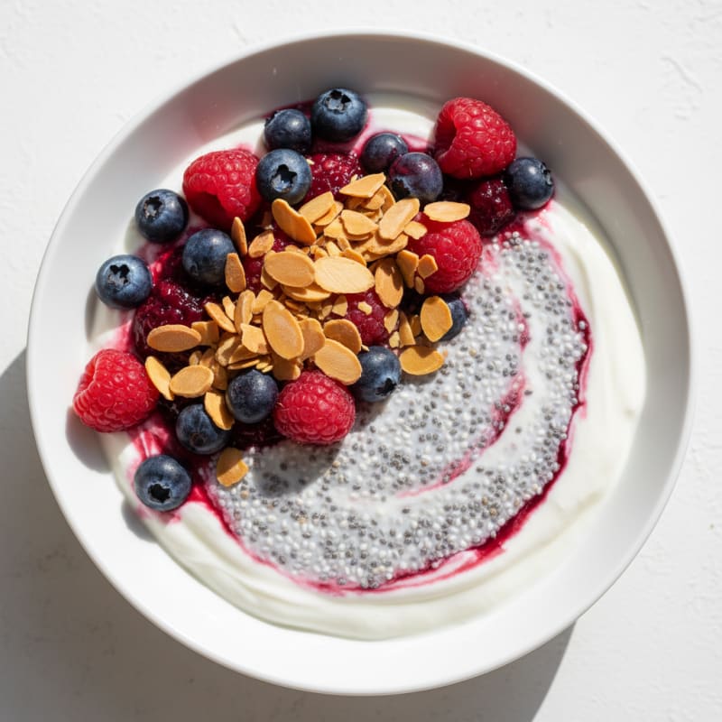 Creamy Greek Yogurt Parfait with Chia Seeds and Mixed Berries