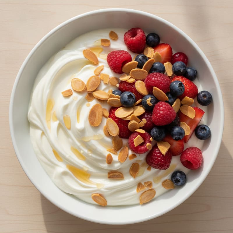 Creamy Greek Yogurt Protein Bowl with Berries and Almonds