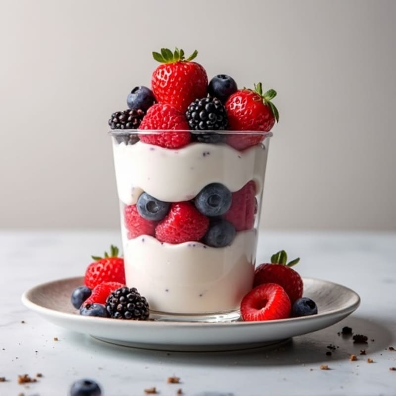 Greek Yogurt Protein Parfait with Mixed Berries and Chia Seeds