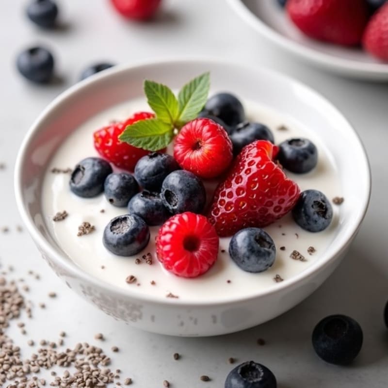 Creamy Greek Yogurt with Fresh Berries and Crunchy Chia Seeds