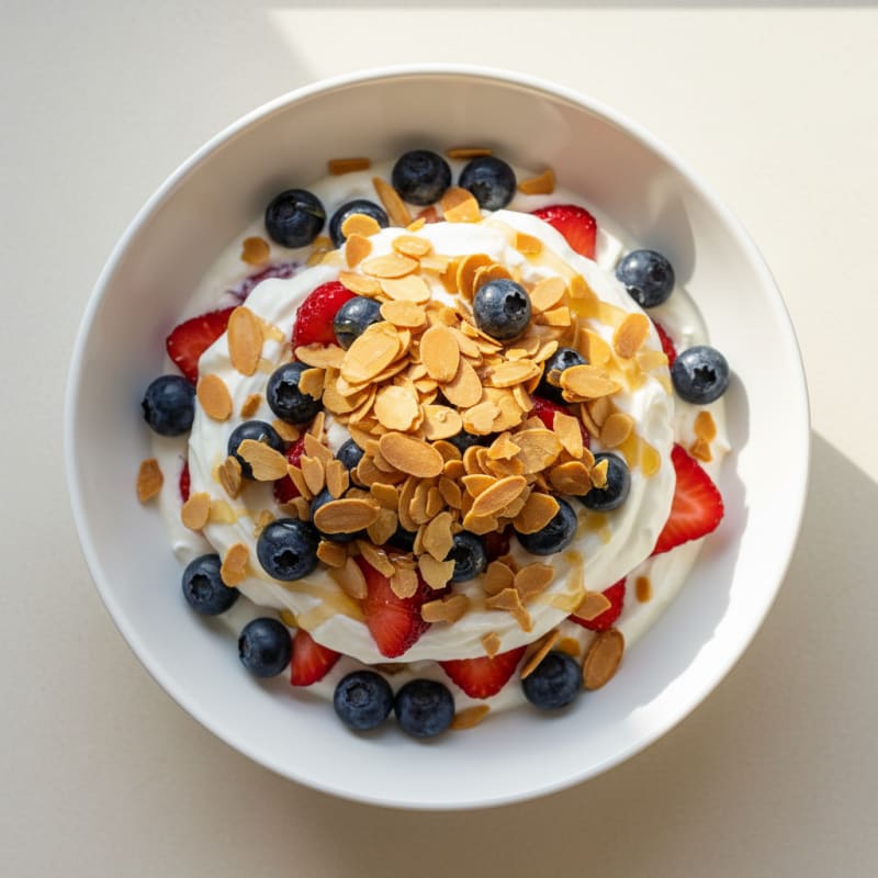 High-Protein Greek Yogurt Berry Parfait with Almond Crunch