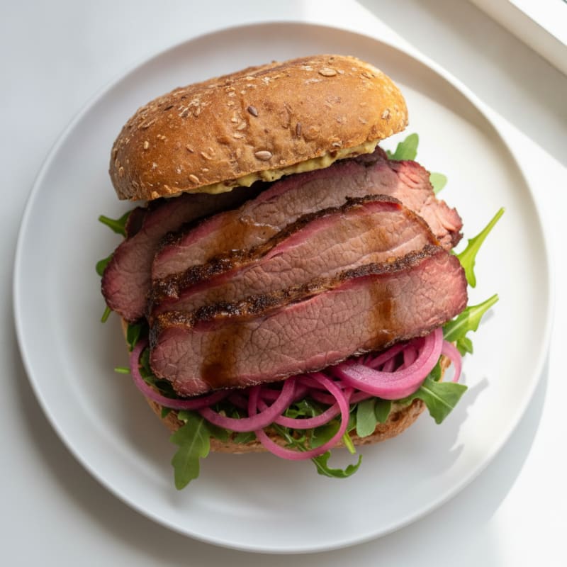 Smoky Brisket Sandwich with Pickled Onions