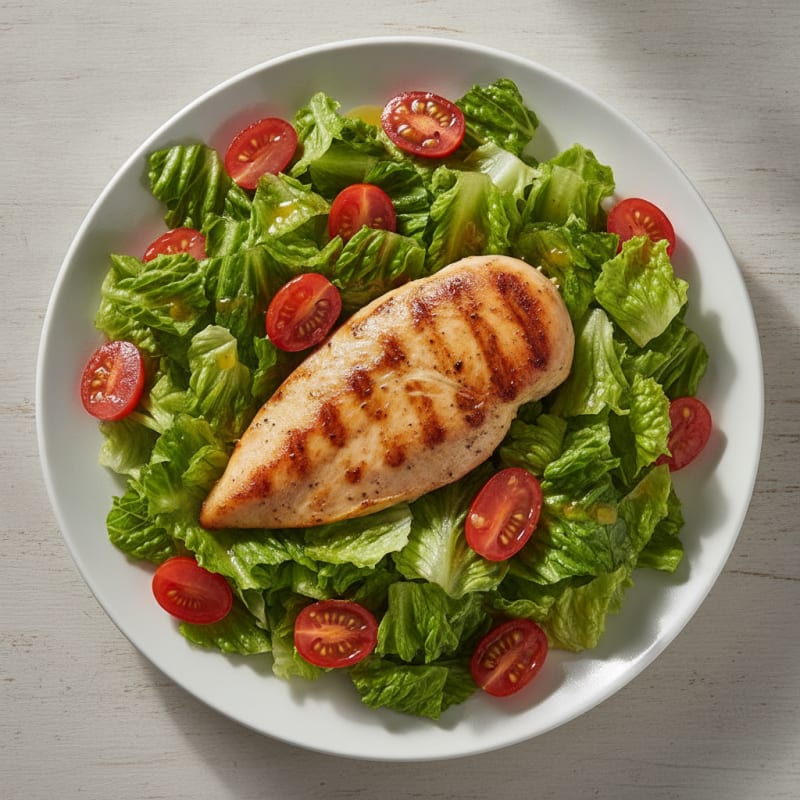 Grilled Chicken Breast with Crisp Romaine and Cherry Tomatoes