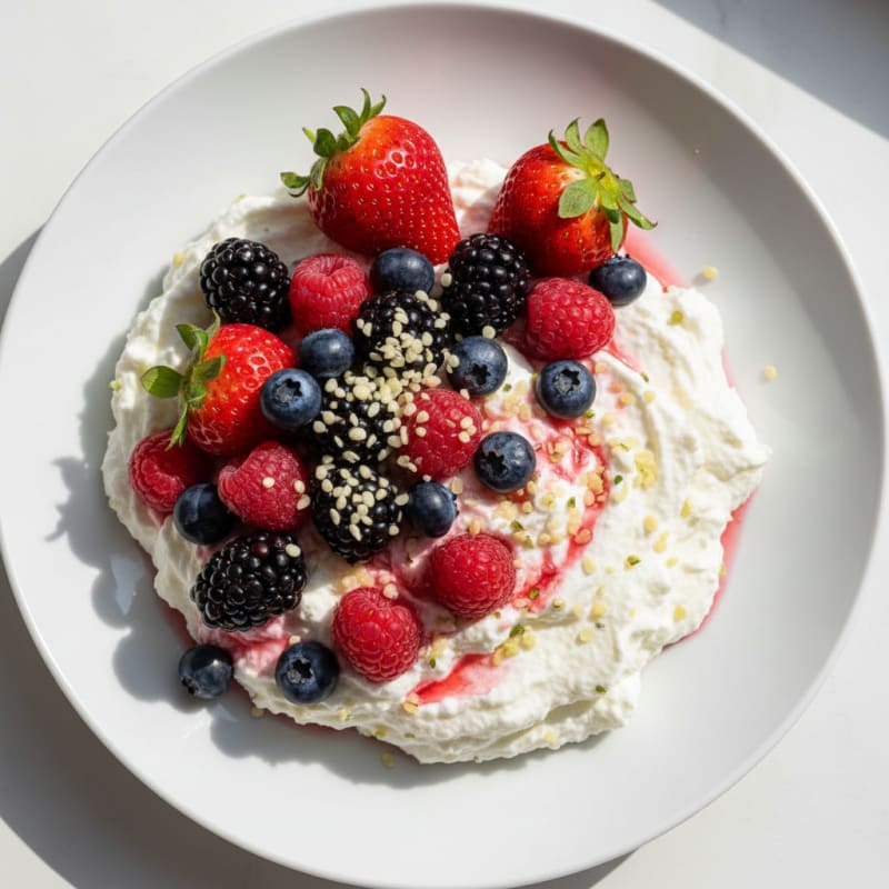 Greek Yogurt Protein Mousse with Mixed Berries