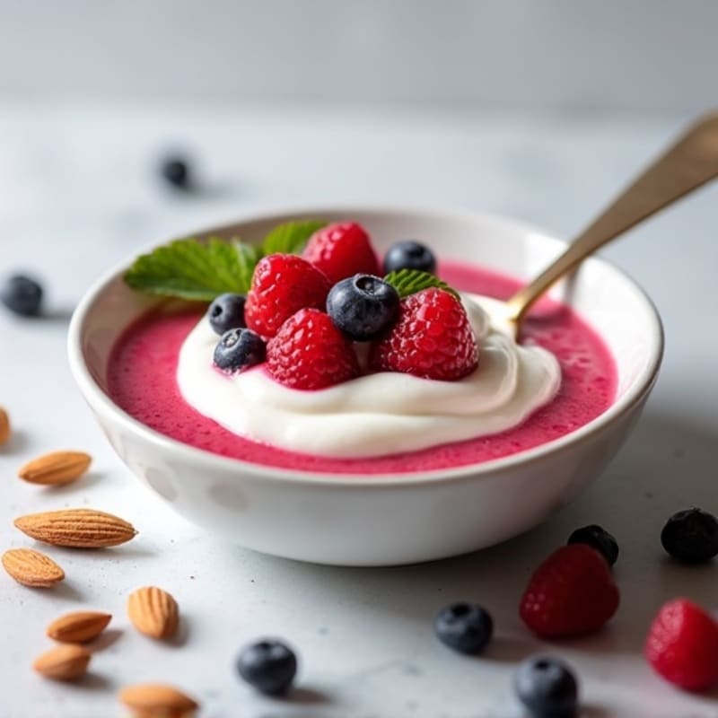 Silky Greek Yogurt Protein Pudding with Mixed Berries