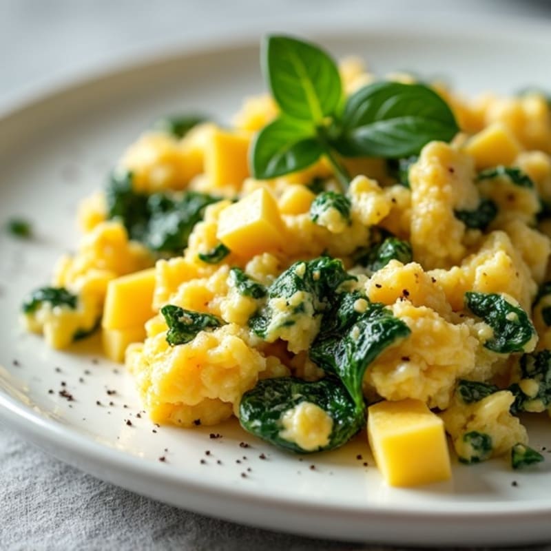Creamy Cottage Cheese Scramble with Fresh Spinach