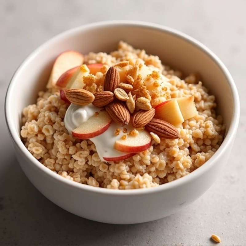Hearty Apple Cinnamon Oatmeal with Toasted Nuts and Seeds