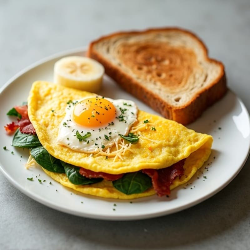 Egg White Omelette with Spinach and Turkey Bacon